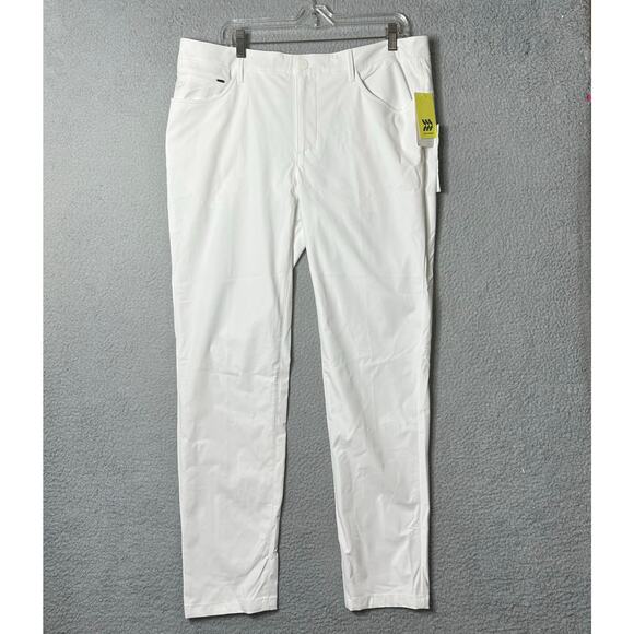 All In Motion Golf Pants Mens 38x32 White Slim Fit Stretch Wrinkle Resistant NEW - Picture 2 of 16